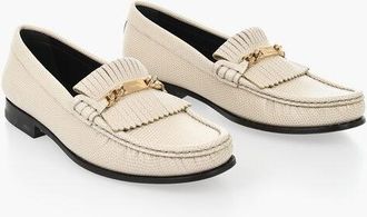 Celine Embossed Snake-Effect Leather Loafers size 36,5