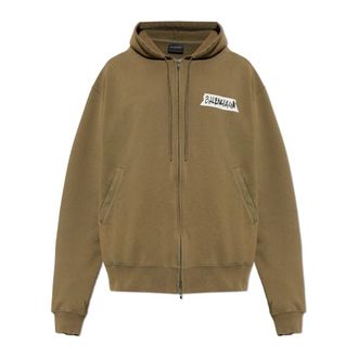 Balenciaga Zip-throughs, male, Green, Size: 2XL Masking Tape Oversized Zip-Up Hoodie