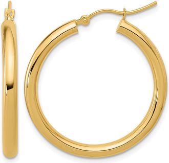 Diamond2Deal 10K Yellow Gold Round Hinged Hoop Earrings