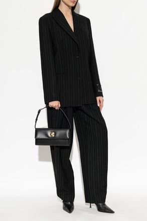 Off-white Wool Wide-leg Trousers, Womens, Black