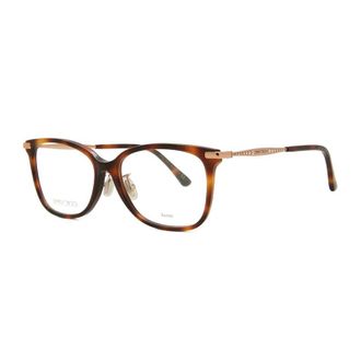 Jimmy Choo London Eyeglasses Rectangle Full Rim, Havana/gold Frame And Clear Demo Lenses Lens Jc307/f006J00
