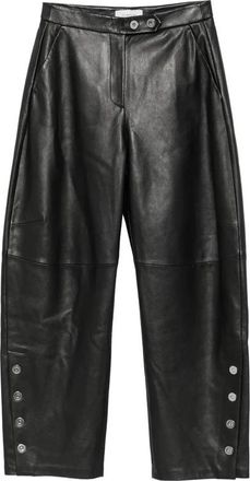 Sportmax Spxcinepresa Leren Broek - Dames - Leren Broeken - Zwart - XS - Leer - Broeken