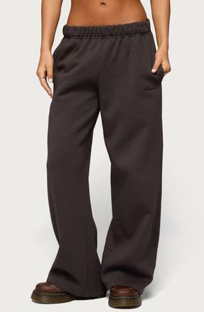 Edikted Basic Low Rise Wide Leg Sweatpants in Dark-Gray at Nordstrom, Size X-Large