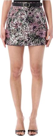 Self Portrait Falda Mini de Lentejuelas Florales - Skirts - Mujer - Multicolor - 2XS