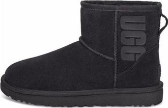 UGG (WMNS) UGG Classic Mini UGG Rubber Logo Black 1108231-BLK