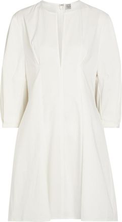 Toteme Balloon-sleeve Pleated Cotton-poplin Mini Dress - White - 42 (UK14 / L)