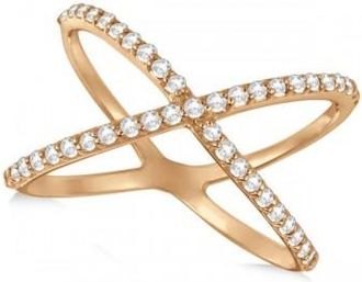 Allurez X Shaped Diamond Ring 14k Rose Gold 0.50ct