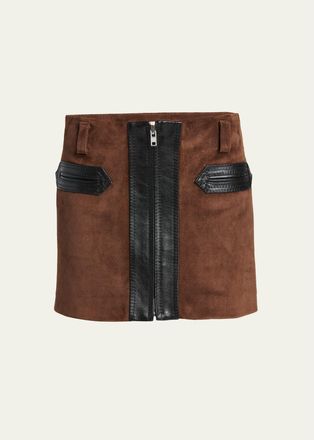 Marni Zip-Front Suede Mini Skirt