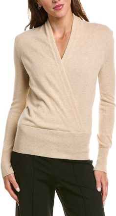 Sofiacashmere Sofiacashmere Modern Faux Wrap 100% Cashmere Sweater