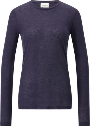 Closed Longsleeve Lyocell-Wolmix - Heren - Ronde hals truien - Bruin - S - Wol - Truien & Vesten