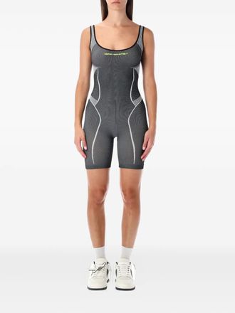 Off-white Race Logo Arrow Seamless playsuit - women - Polyamide/Elastane - M/L - Grey