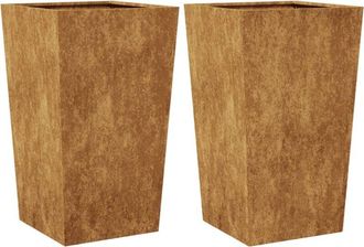 vidaXL Jardineras de jardín 2 uds 45x45x75 cm Acero oxidado Vidaxl