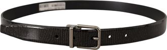 Dolce & Gabbana Mens Black Leather Vernice Metal Buckle Belt