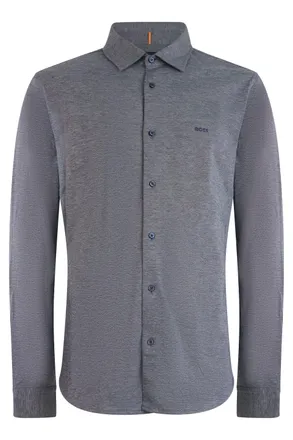 HUGO BOSS Cotton Jersey Long-Sleeve Shirt - Gray