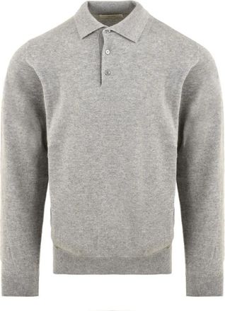 FILIPPO DE LAURENTIIS Polo Collar Sweater - Heren - Cashmere truien - Grijs - L - Kasjmier - Truien & Vesten
