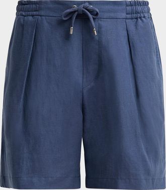 Ralph Lauren Purple Label Silk-Linen Drawstring Shorts