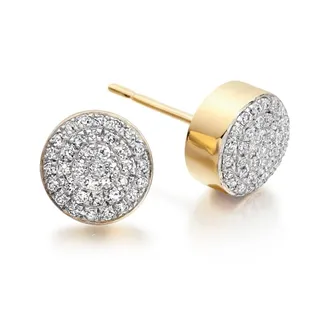 Monica Vinader Ava Diamond Button Stud Earrings, Gold Vermeil on Silver