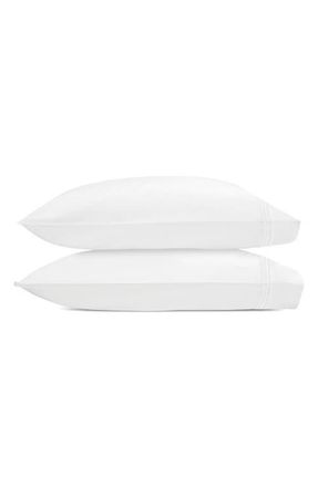 Matouk Set of 2 Amara Triple Pearl Embroidered Cotton Pillowcase in White at Nordstrom, Size Standard