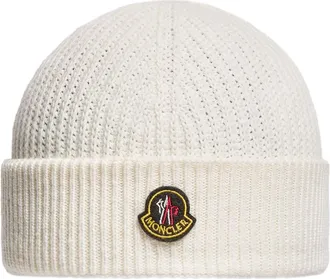 Moncler Moncler Wool And Cashmere Beanie, Men, White, Size: One Size