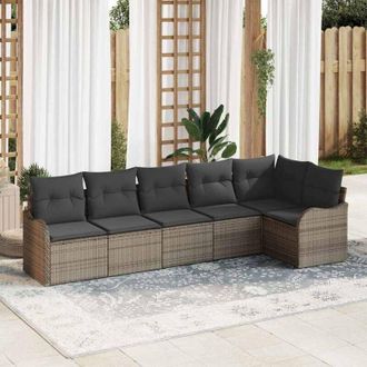 vidaXL Vidaxl - Conjunto De Sof&aacute; De Jard&iacute;n Con Coj&iacute;n 6 Pcs Gris Polirat&aacute;n