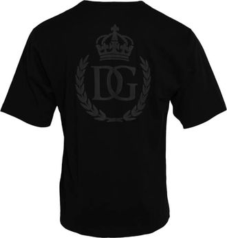 Dolce & Gabbana Mens Black Logo Embossed Cotton Crew Neck T-Shirt