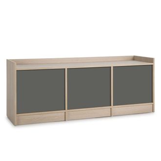 HOMN Mueble tv 3 puertas, color roble/gris, 139 x 40 x 54 cm