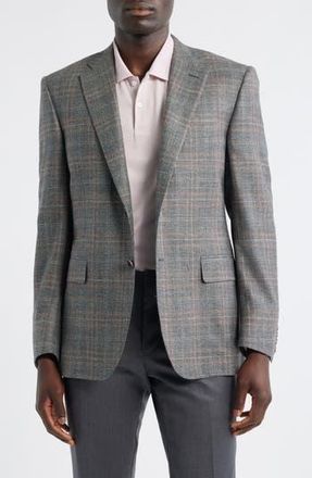 Canali Siena Regular Fit Plaid Wool & Silk Blend Sport Coat in Grey at Nordstrom Rack, Size 44 Us / 56 Eu Long