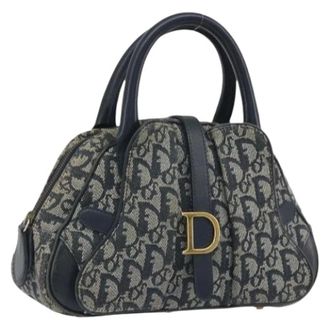 Dior Pre-owned Trotter Canvas Hand Bag - Dames - Pre-owned - Blauw - Maat: ONE Size Leer