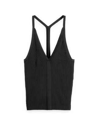 Scotch & Soda Womens Rib Racer Tank In Black