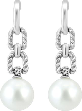 Effy Diamond & 8-9mm Freshwater Pearl Drop Earrings in White at Nordstrom Rack