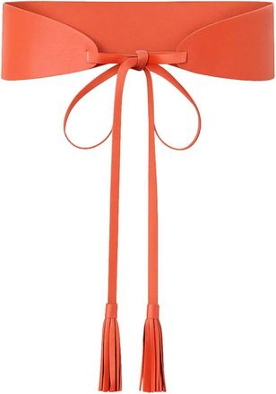 Twinset Leren ceintuur met kwastjes - unisex - Riemen - Oranje - S - Leer - Accessoires