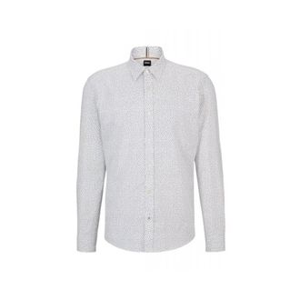 HUGO BOSS Liam Kent Shirt - Heren - Casual Overhemden - Wit - L - Katoen - Overhemden
