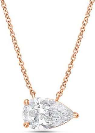 Diana M. Jewels 14kt rose gold lab grown pear shape east west diamond pendant weighing 15.00 ct in a prong setting