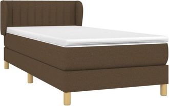 vidaXL Cama Box Spring Con Colch&oacute;n Tela Marr&oacute;n Oscuro 100x200 Cm Vidaxl