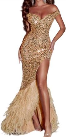 Portia & Scarlett Sequin Feathers In Gold