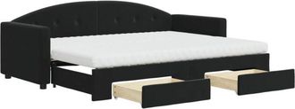 vidaXL Sof&aacute; Cama Nido Con Cajones Terciopelo Negro 80x200 Cm Vidaxl