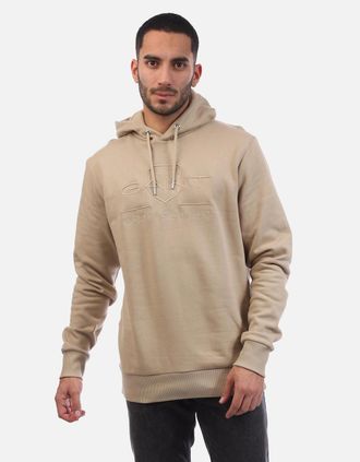 GANT Mens Tonal Archive Shield Hoodie - Cream - Size: 40