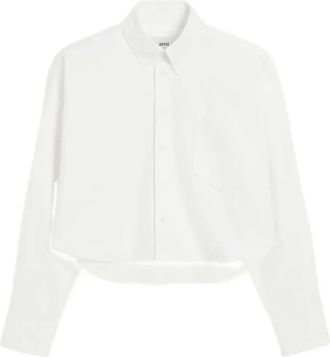 Ami Ami de Coeur cropped shirt - women - Cotton/Mother of Pearl - 38 - White
