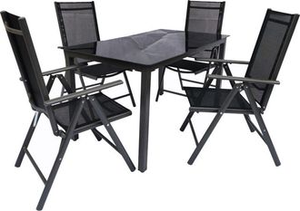 VCM Vcm - 5pcs Muebles De Jard&iacute;n Set Grupo De Asientos Grupo De Comedor 1xmesa, 4x Sillas Mesa Dimensiones Aprox. Al. 76 X An. 140 X P. 80 Cm Juego De Jar