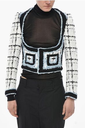 Dsquared2 Giacca Bustier Cropped Fit con Scollo a Balconcino taglia 40