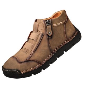 Generic Leather Loafers Support Walking Orthopedic, Medieval Leather Renaissance, Handmade Waterproof Lightweight Sneakers (Khaki,9.5)