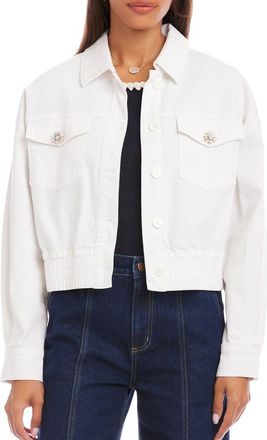 Karen Kane Jewel Button Denim Jean Jacket in Off White at Nordstrom, Size X-Small