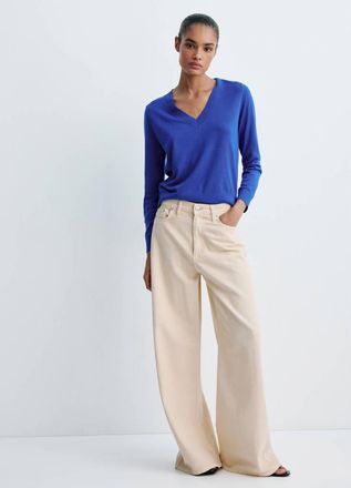 Mango Pullover maglia collo a V blu elettrico - Donna - XXS - MANGO