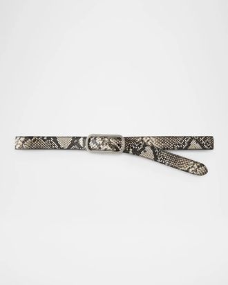 Veronica Beard Loop Snake-Embossed Leather Belt