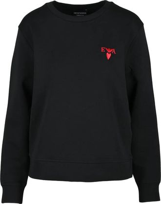 Emporio Armani Black Cropped Graphic Sweatshirt