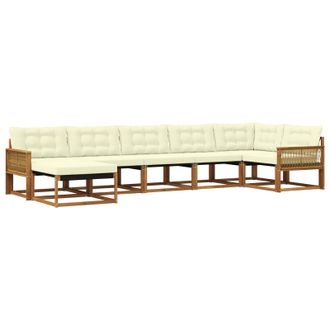 vidaXL Conjunto De Sof&aacute;s De Exterior Con Coj&iacute;n 7 Pcs Natural Y Crema Vidaxl