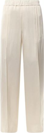 Jil Sander Rechttoe-rechtaan broek met elastische taille - Dames - Wijde Broeken - Beige - XS - Broeken
