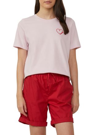 s.Oliver T-Shirt S.OLIVER, Damen, Gr. 34, rosa (rose), Jersey, Obermaterial: 100% Baumwolle, bedruckt, relaxed fit taillenbedeckt, Rundhals, gerader Abschluss,