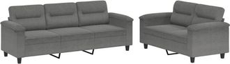 vidaXL Vidaxl - Juego De Sof&aacute;s Con Cojines 2 Piezas Tela Microfibra Gris Oscuro