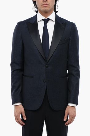 Corneliani CC COLLECTION Giacca Smoking in Lana Vergine Due Spacchi Revers a Lancia Corneliani